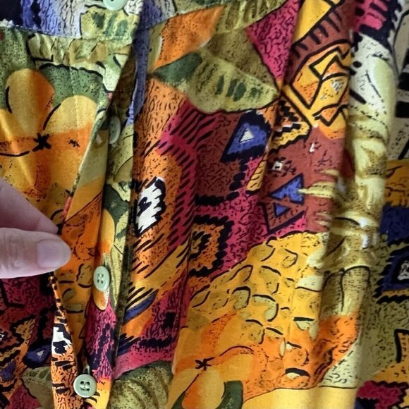 VTG 80s Cotton Castle Two Piece Gaucho Pants Short Sleeve Button Top Women’s L - Picture 10 of 16